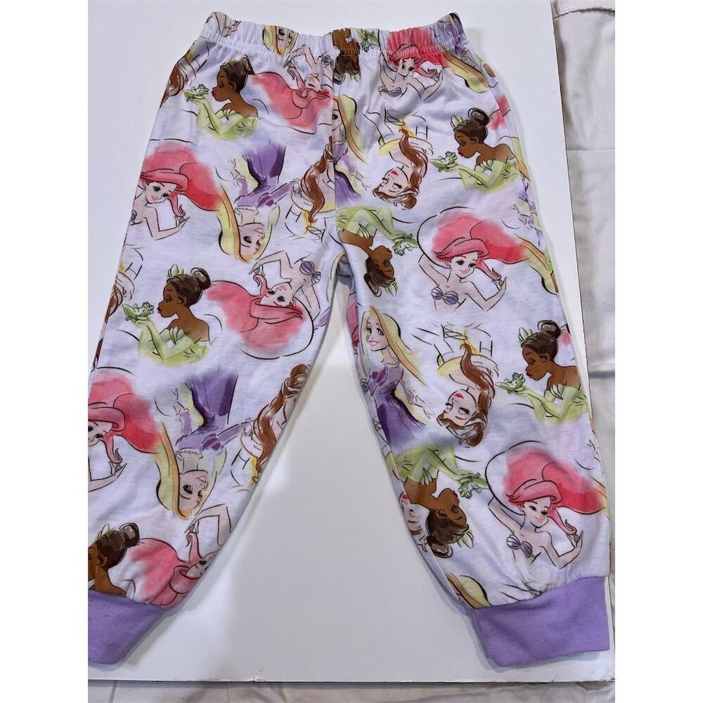 Disney Princess Girls Pajama Set 3T Purple Ariel Tiana Rapunzel - Picture 6 of 8